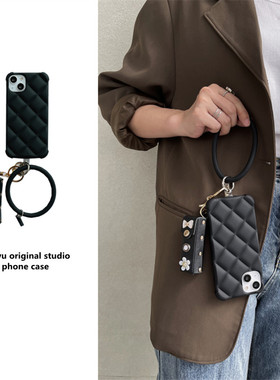 恬妤 黑色菱格口红包适用于华为mate40pro手机壳p50pro保护套p40手环mate30高级感p50女款mt40创意p30pro软套