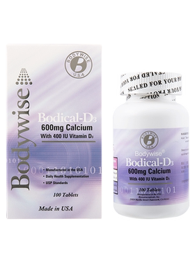 美国Bodywise先威钙+D钙片100粒维生素d3中老年人脚抽筋缺钙补钙