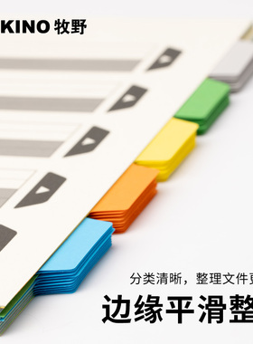 牧野MAKINO 彩色分页索引纸 目录纸 A4文件夹归纳整理 非塑料 活页替芯 索引卡 文件隔页纸 分类标签五色分页