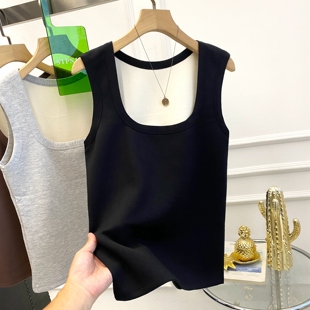 胖妹妹大码200斤保暖背心女秋冬大u领无袖内搭加绒马甲打底衫上衣