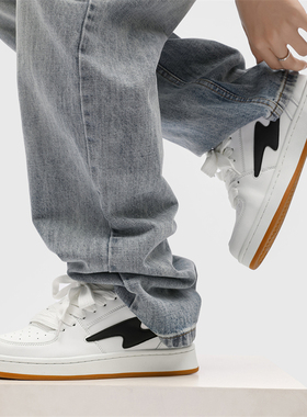 顽石WANS面包鞋超拽小众闪电低帮男生潮流百搭白色运动休闲板鞋女