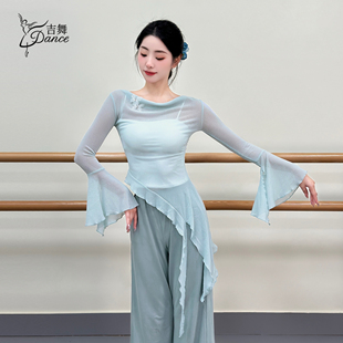 吉舞蓝色舞蹈服纱衣女上衣好看的中国舞古典舞服装练功服飘逸仙气