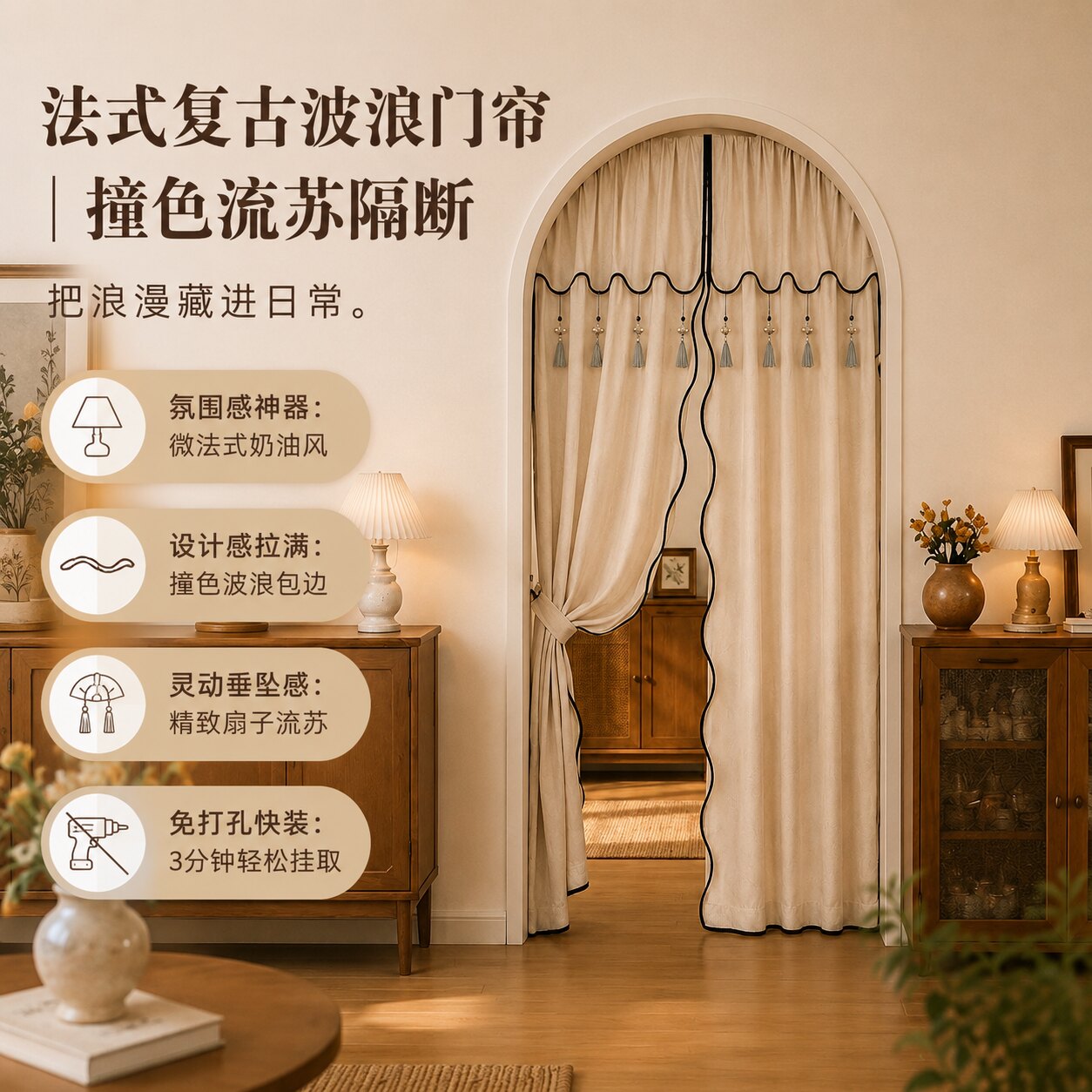 拱形帘衣帽间高级感隔断帘遮挡帘图片