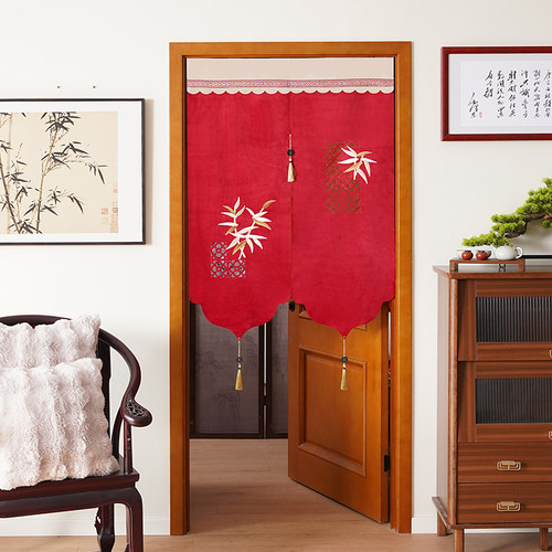 中式门帘免打孔隔断帘