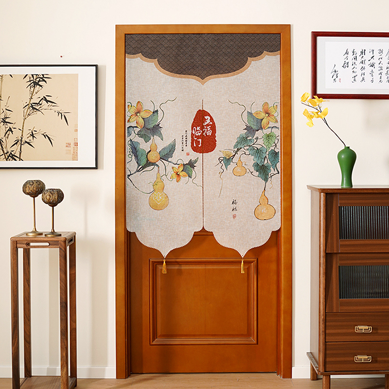 新中式隔断帘印花门帘四季通用