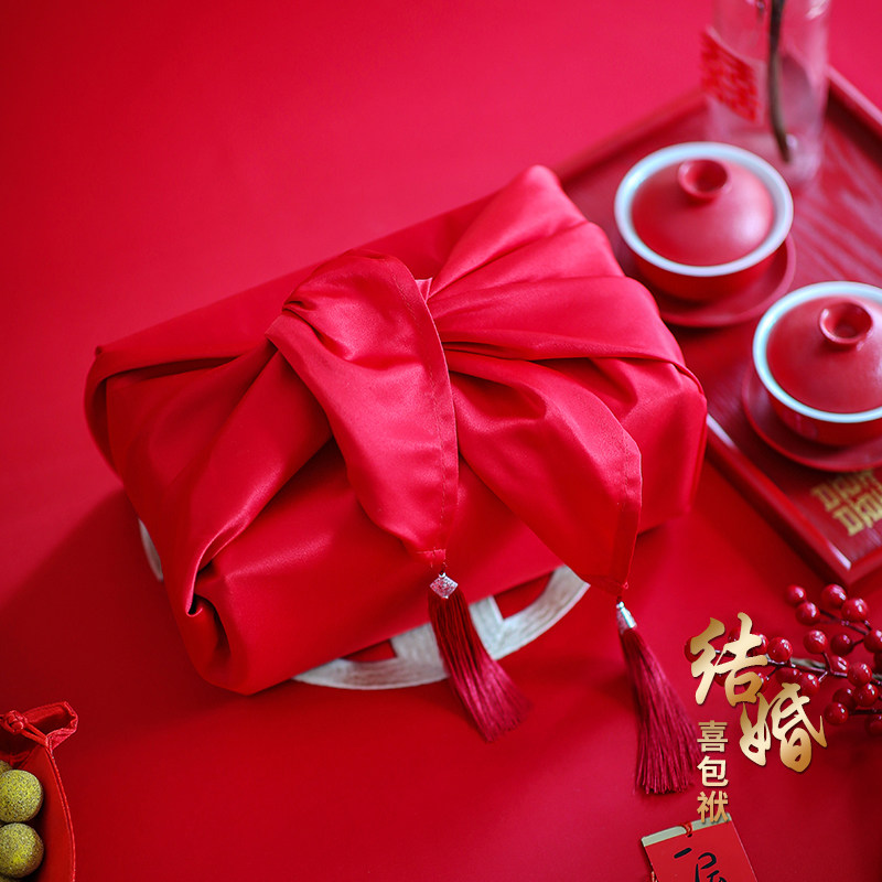 结婚包袱皮婚礼陪嫁喜盆包裹布女方娘家嫁妆红包袱布婚庆用品大全