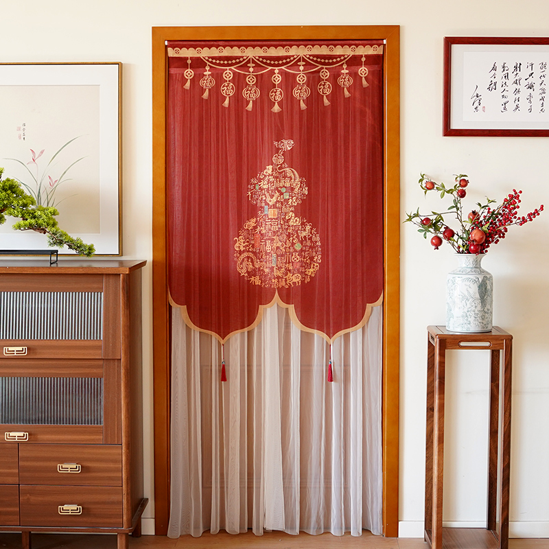中国风装饰帘免打孔挡隐私