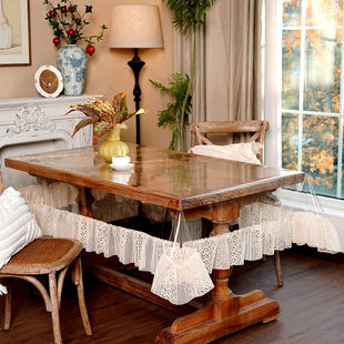 复古蕾丝花边PVC桌布防水防油免洗透明桌垫餐桌布家用防尘台布