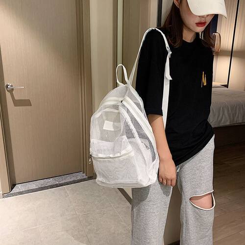 尼龙网背包女双肩旅游包