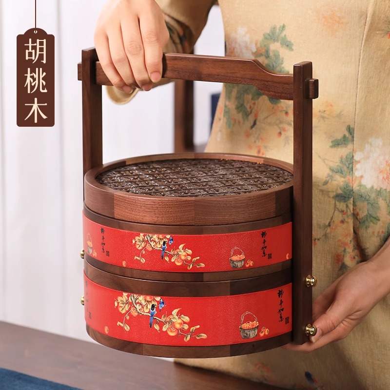 实木干果盘客厅茶几家用红色高档食盒高端精致高颜值中式茶点收纳