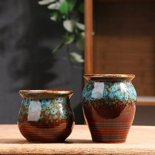 孔雀开屏多肉花盆陶瓷特价简约家用阳台陶土粗陶花盘小号陶盆清仓