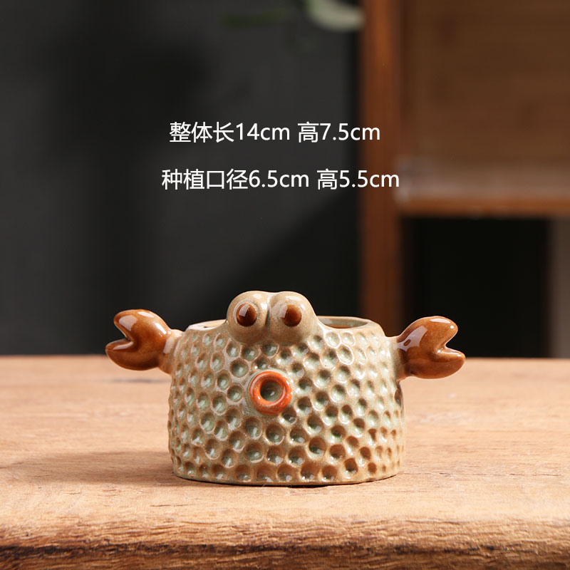 多肉花盆可爱卡通粗陶厂家直销