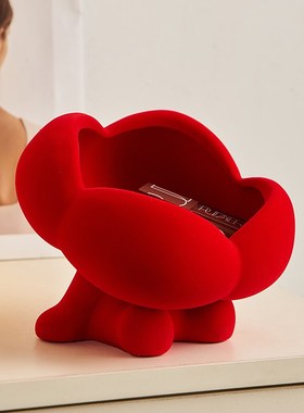 入户玄关钥d匙收纳摆件红色高级感轻奢高档陶瓷进门口装饰置物托