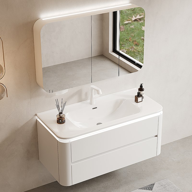 2024新款圆角浴室柜陶瓷一体盆卫生间洗手盆柜组合洗脸.池洗漱台