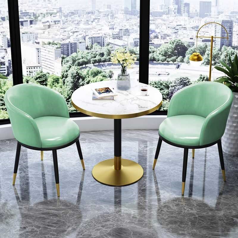 北欧轻奢洽谈桌j椅组合售楼处部会客接待一桌两椅阳台休闲小圆桌