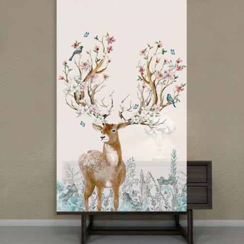 升降隔断软隔断软挂帘半透明屏风半透明挂帘卷帘升降隔断帘北欧鹿