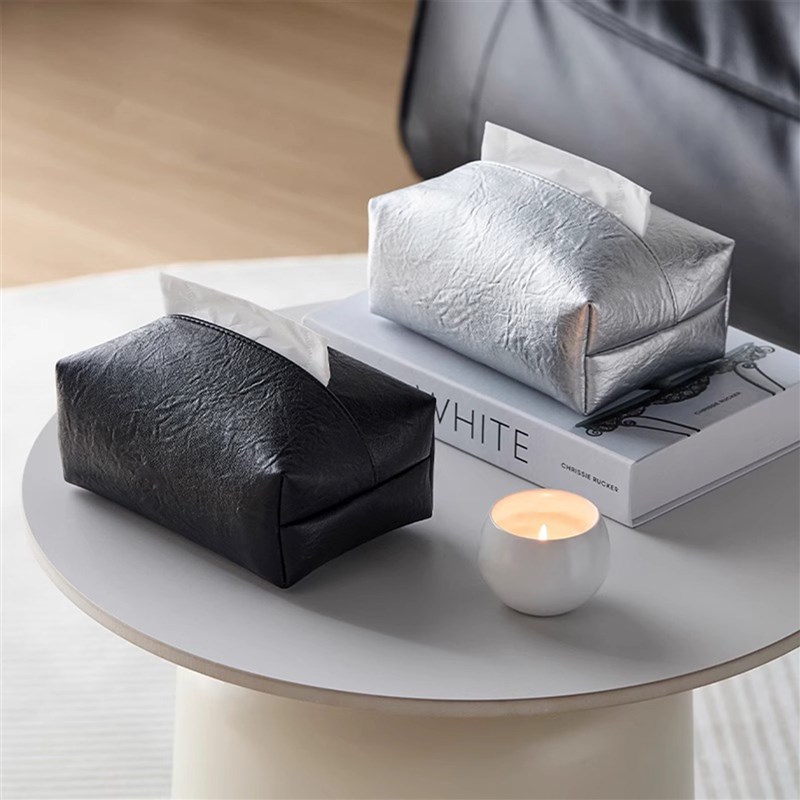黑银创意纸巾盒客厅高档轻奢纸抽盒F家用卧室桌面高级感皮革抽纸