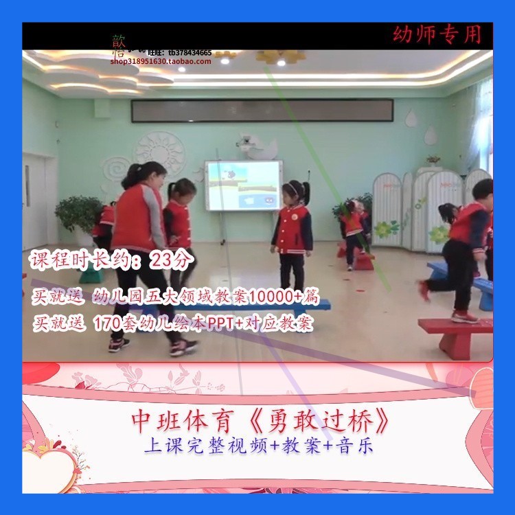幼儿园优质课中班体育《勇敢过桥》视频公开课教学活动设计教案师