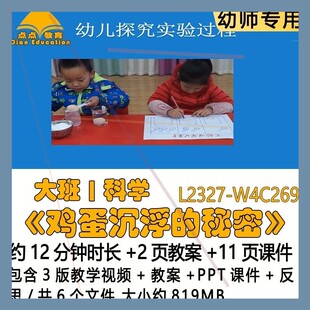 秘密 反思 鸡蛋沉浮 微课新幼儿园优质课教案PPT课件大班科学