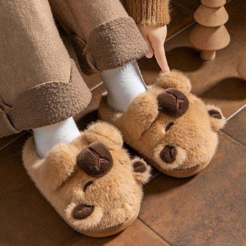 秋冬卡通可爱男女亲子毛绒棉拖鞋