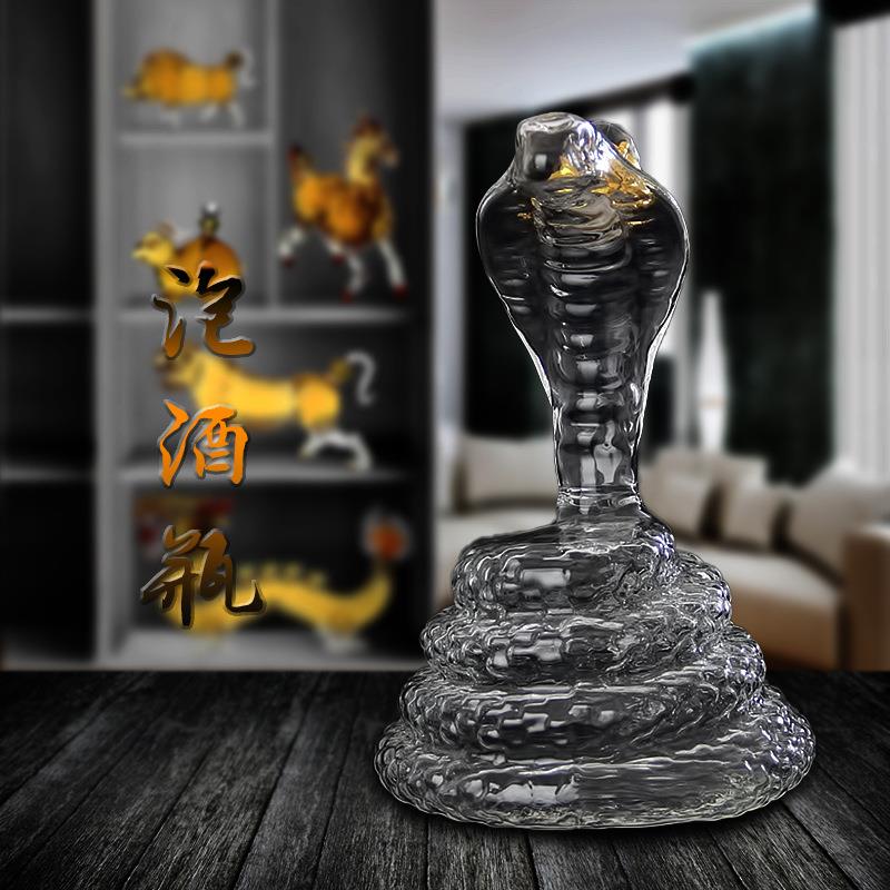 十二生肖蛇型高硼硅玻璃工艺酒瓶动物白酒瓶空酒瓶红酒瓶生肖酒瓶