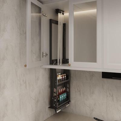 厨房吊柜升降拉篮下拉式橱柜垂直上下调味置物架小型定制极窄手动