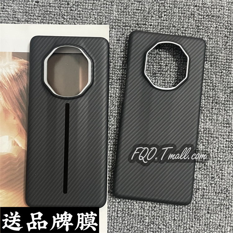 fqo 适用华为mate50RS手机壳MATE40rs保时捷设计凯夫拉600D细纹碳纤维纹金属镜头圈火山口同款裸机防摔保护壳