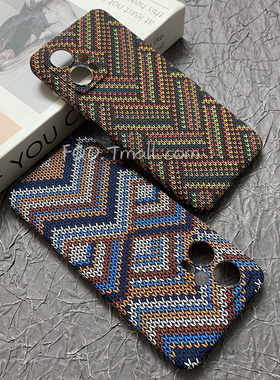 Fqo 凯夫拉编制纹理图案适用红米Note11Tpro手机壳浮雕夜光蓝白条纹note11tpro+极简高级防摔PC硬壳全包镜头