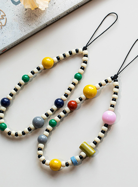 琼睿原创周末系列彩色手机链挂绳女创意手腕防丢链子串珠手机壳挂件cdd相机挂件绳精致挂饰品手机挂链送礼物