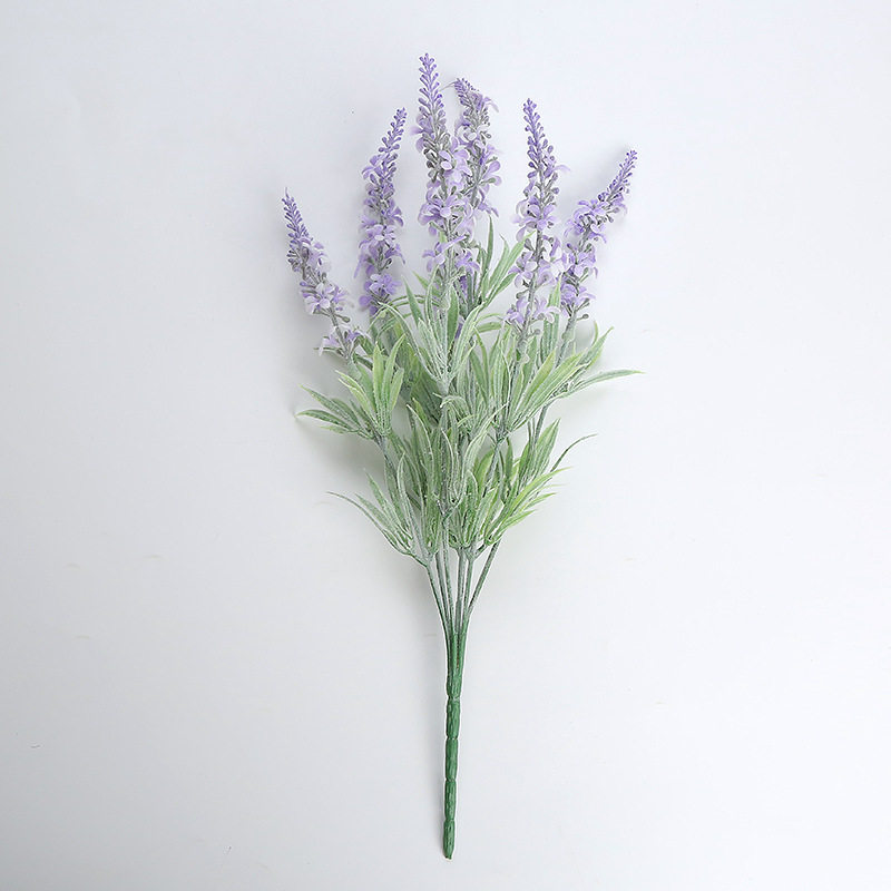 植绒薰衣草仿真花假花塑料花婚庆装饰花艺隔断栅栏盆栽插花花束