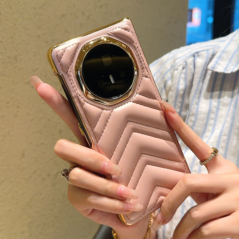 适用于华为MateXT非凡大师手机壳皮革V纹电镀金MateXT折叠屏手机套个性时尚XT三折叠奢华简约全包防摔保护套