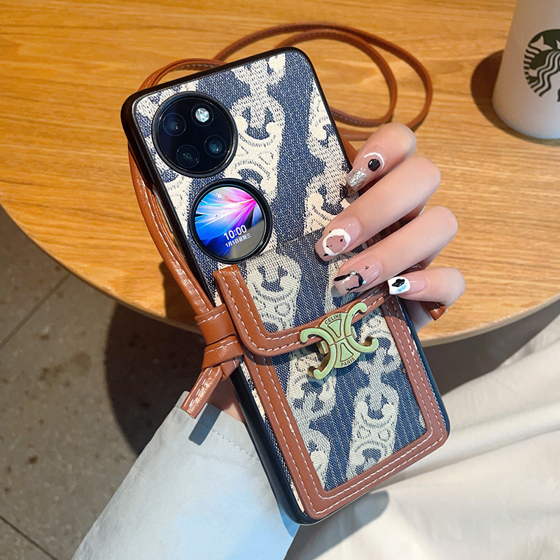 适用于华为Pocket2手机壳潮牌蓝色斜挎卡包可背带新款高级感pocket2折叠屏手机套个性时尚超薄全包防摔保护套