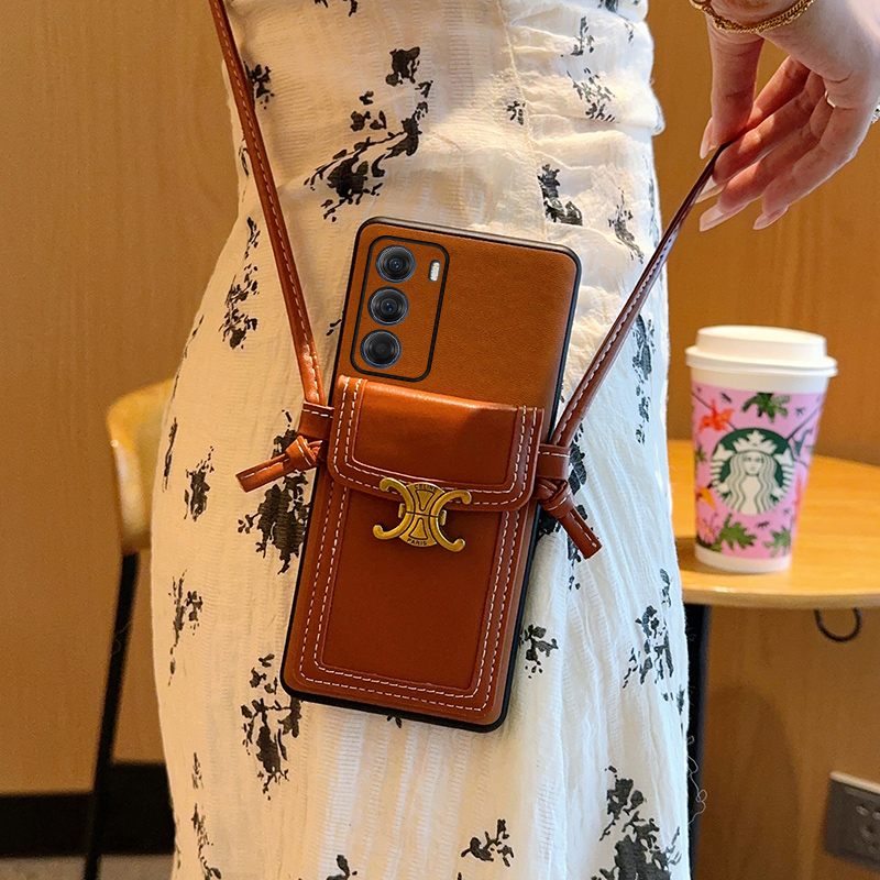 适用于摩托罗拉edge s30手机壳高级感棕金属标斜挎卡包edgex30可背带挂绳手机套网红女款个性时尚防摔保护套