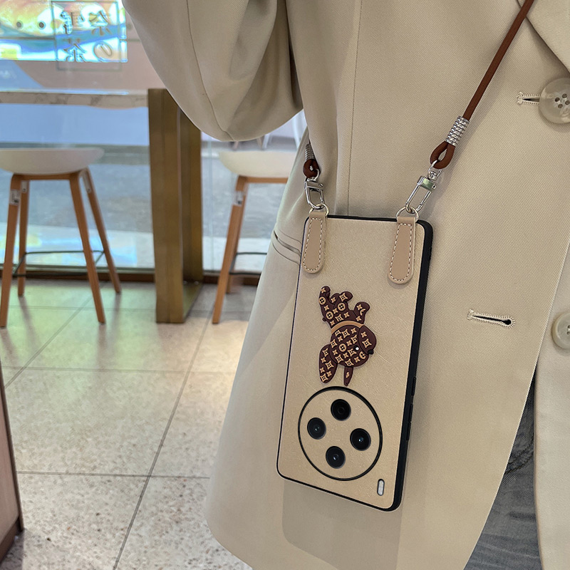 适用vivoy500pro手机壳斜挎狗狗公仔蚕丝纹皮套vivo y500pro保护套奢华简约个性时尚超薄镜头全包防摔手机套