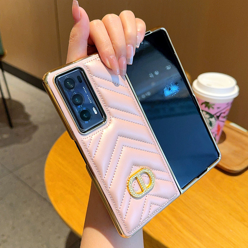 适用于荣耀MagicV2手机壳CD皮革V纹电镀金色Magic V2折叠屏手机套网红女款magicV3/Vs3超薄全包防摔保护套图片