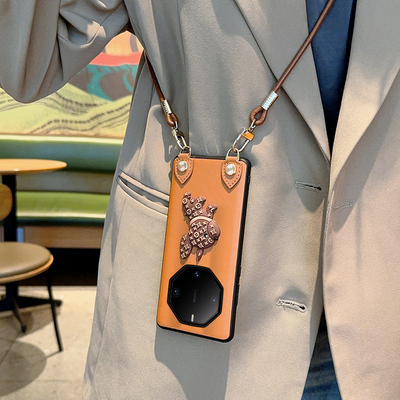 适用于华为Mate60rs非凡大师手机壳新款斜挎挂绳可背带mate60rs高级感棕网红女款超薄全包防摔保护套