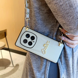 适用荣耀Magic8RSR保时捷手机壳斜挎皇冠蚕丝纹皮套魔术8rsr保护套个性时尚奢华简约超薄全包防摔手机套