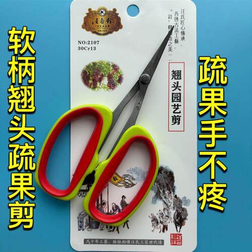 汪吾铨正品2107翘头园艺剪蔬稀果粒剪子家用锋利葡萄修枝剪刀