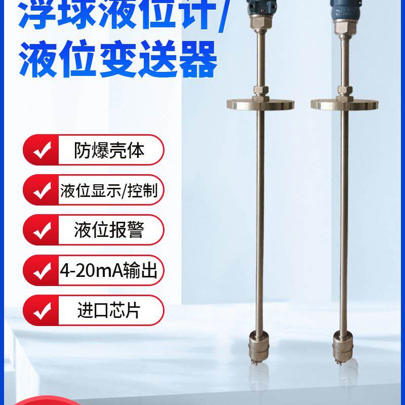 浮球液位变送器磁浮子液位计 插入磁性干簧管浮球液位计4-20mA