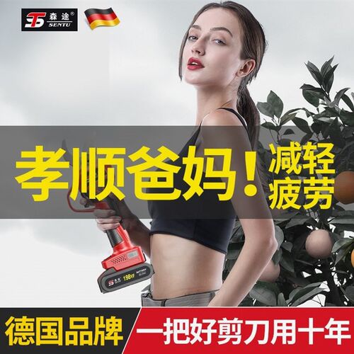 德国进口德国森途电动修枝剪刀树枝修剪无线果树剪锂电池充电式园