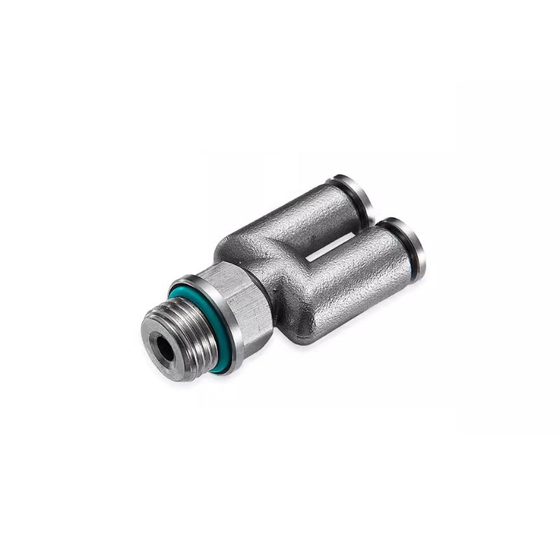 304不锈钢Y型三通终端快插接头PY型R三叉气动接头PU气软管G螺纹M