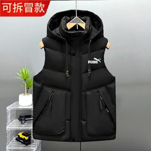 羽绒棉马甲男工装秋冬季2025新款保暖连帽休闲加厚背心无袖面包服