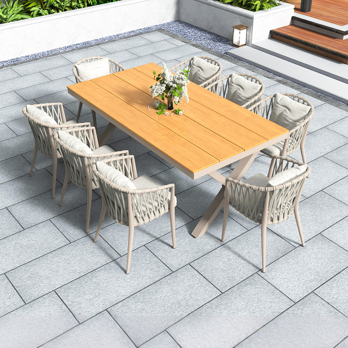 户外桌椅套装防腐塑木庭院休闲露天餐桌椅别墅花园露台茶桌椅组合