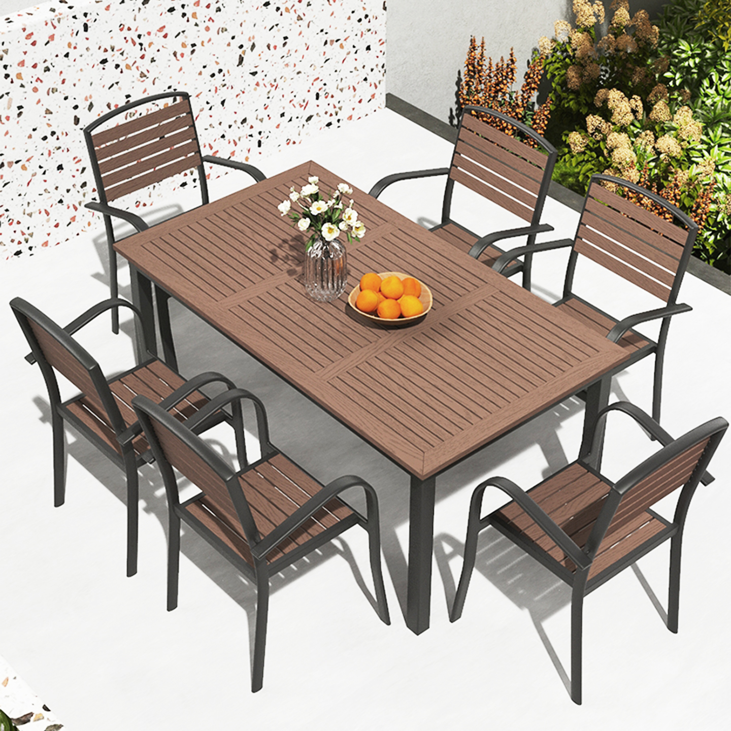 户外休闲桌椅套装塑木材质