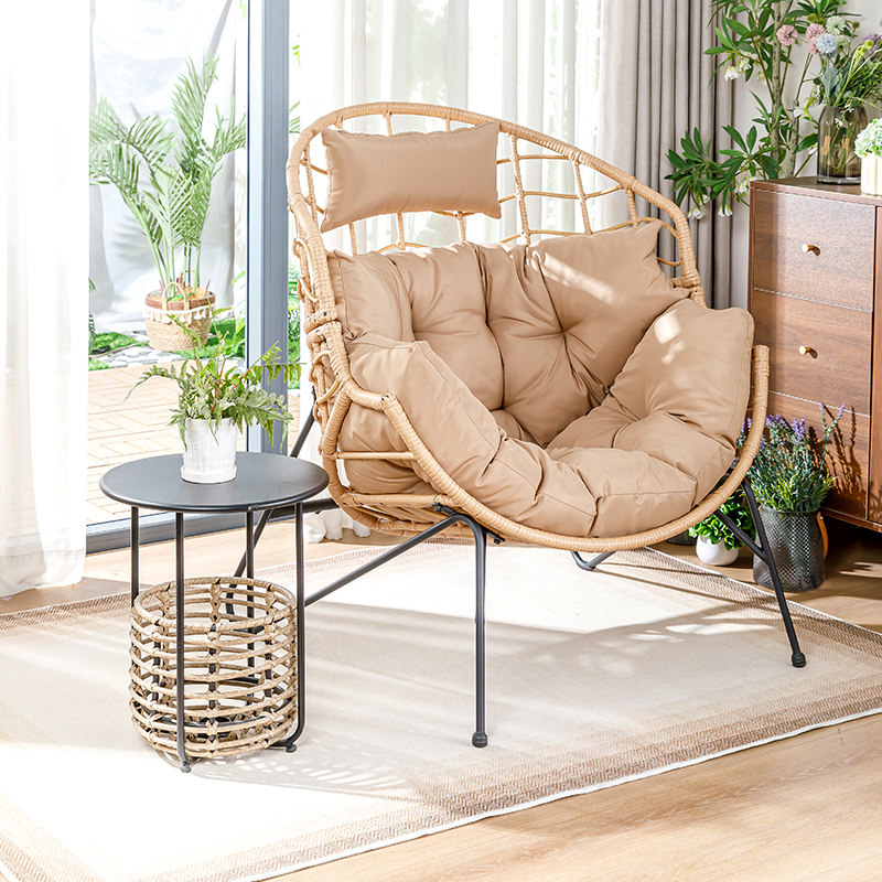 躺椅阳台休闲藤椅可躺可睡靠背椅家用别墅卧室单人沙发茶桌椅组合