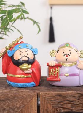 五路财车神中摆件公仔汽式厅装饰新年财神FQCS爷客桌面招财装饰品