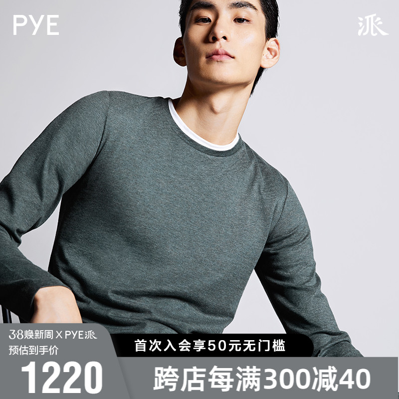 PYE派 商场同款 花灰棉羊绒混纺针织新疆长绒棉高端休闲男士T恤衫