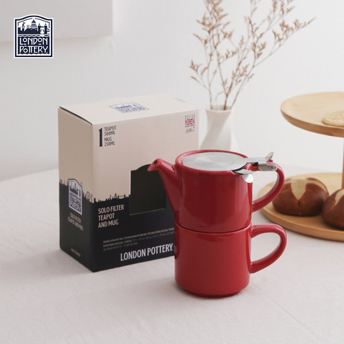 London Pottery 颂乐系列红色英式陶瓷花茶壶下午茶子母壶含滤网