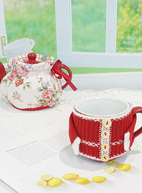 LondonPottery红色圣诞针织马克杯杯套保温套毛线套防烫可爱ins