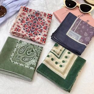 Japanese scarves cotton and linen breathable triangular